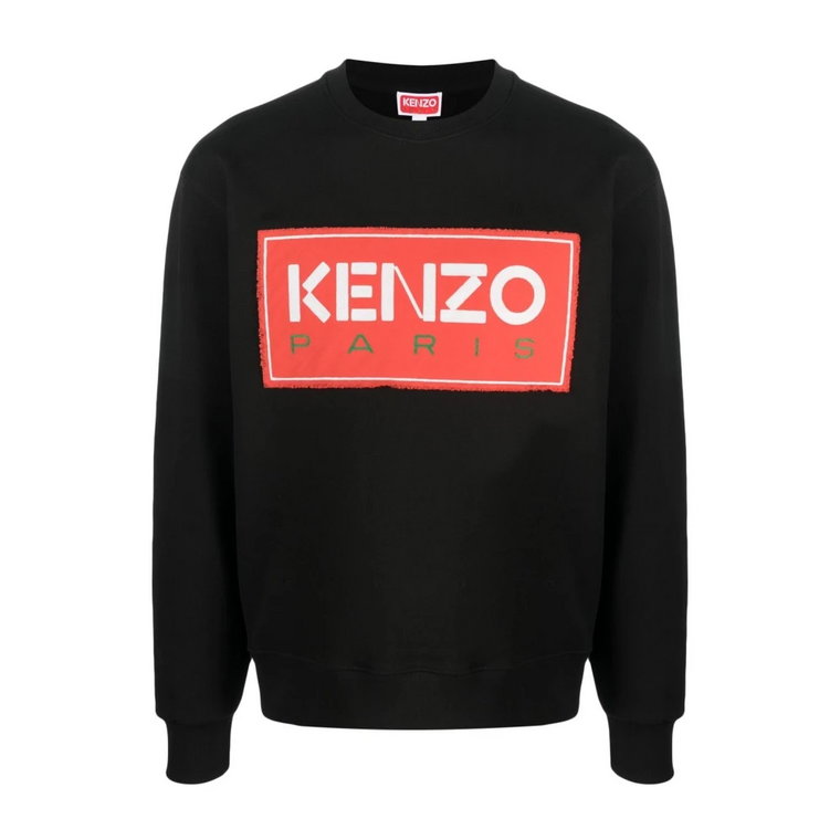 Czarna Bluza z Haftowanym Logo Kenzo