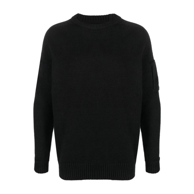 Klasyczny Sweter z Okrągłym Dekoltem i Logo-Patchem C.p. Company