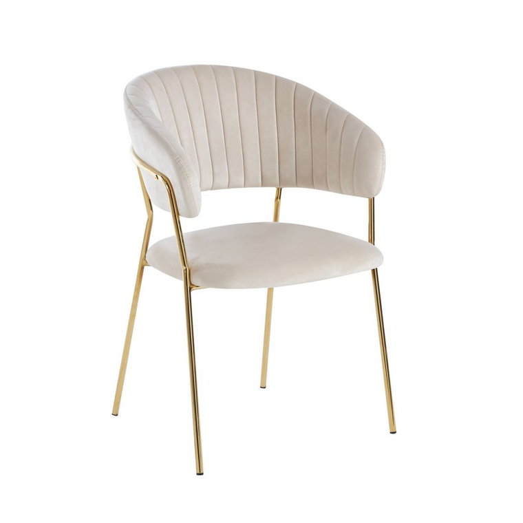 Krzesło na złotych nogach tapicerowane beżowe K4-ZA