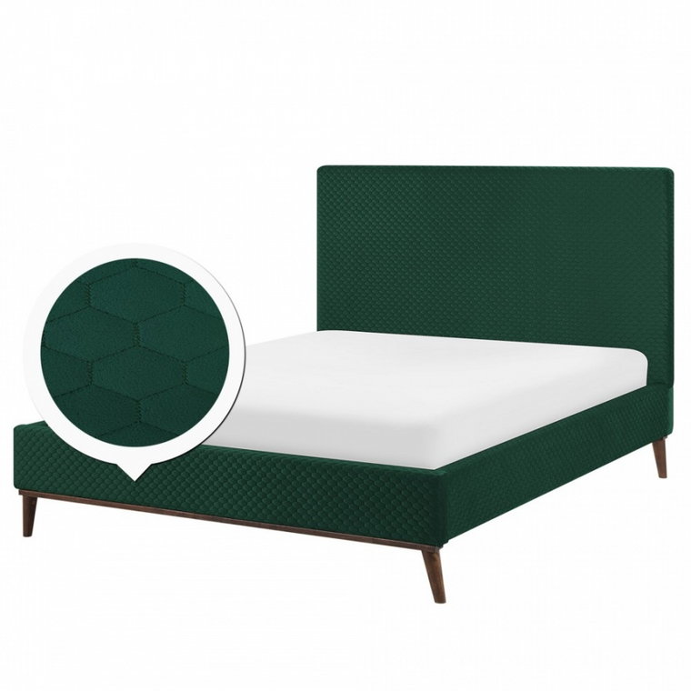 Łóżko welurowe 140 x 200 cm zielone BAYONNE kod: 4251682207263