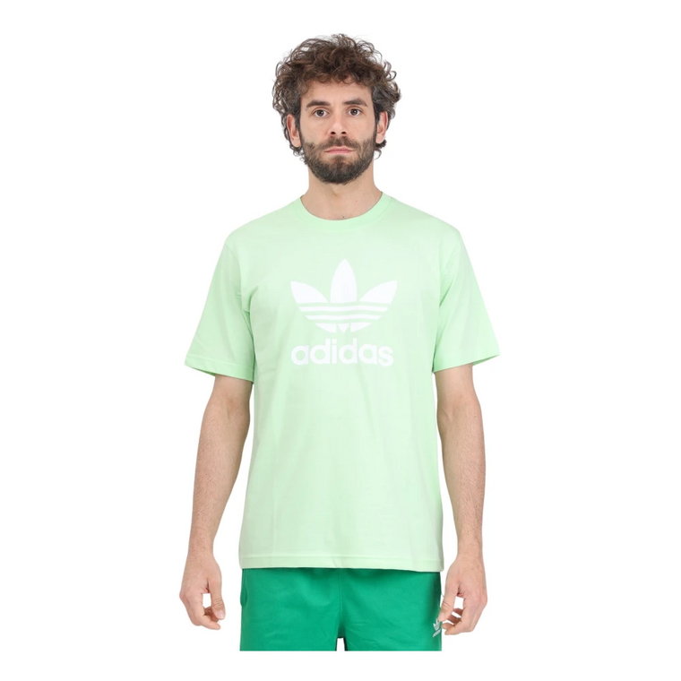 Zielony i biały T-shirt Adicolor Trefoil Adidas Originals