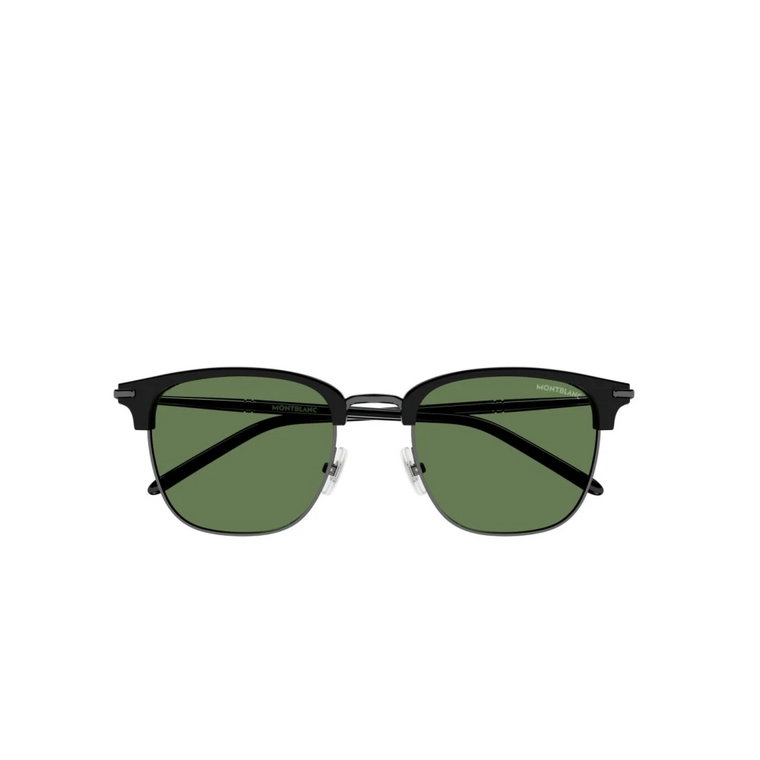 Męskie okulary przeciwsłoneczne Clubmaster z czarną oprawą i zielonymi soczewkami Montblanc