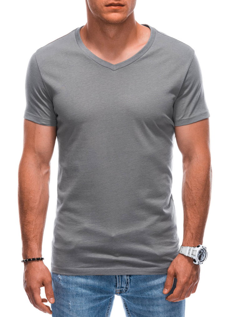 T-shirt męski basic V-neck EM-TSBS-0101 - szary V8