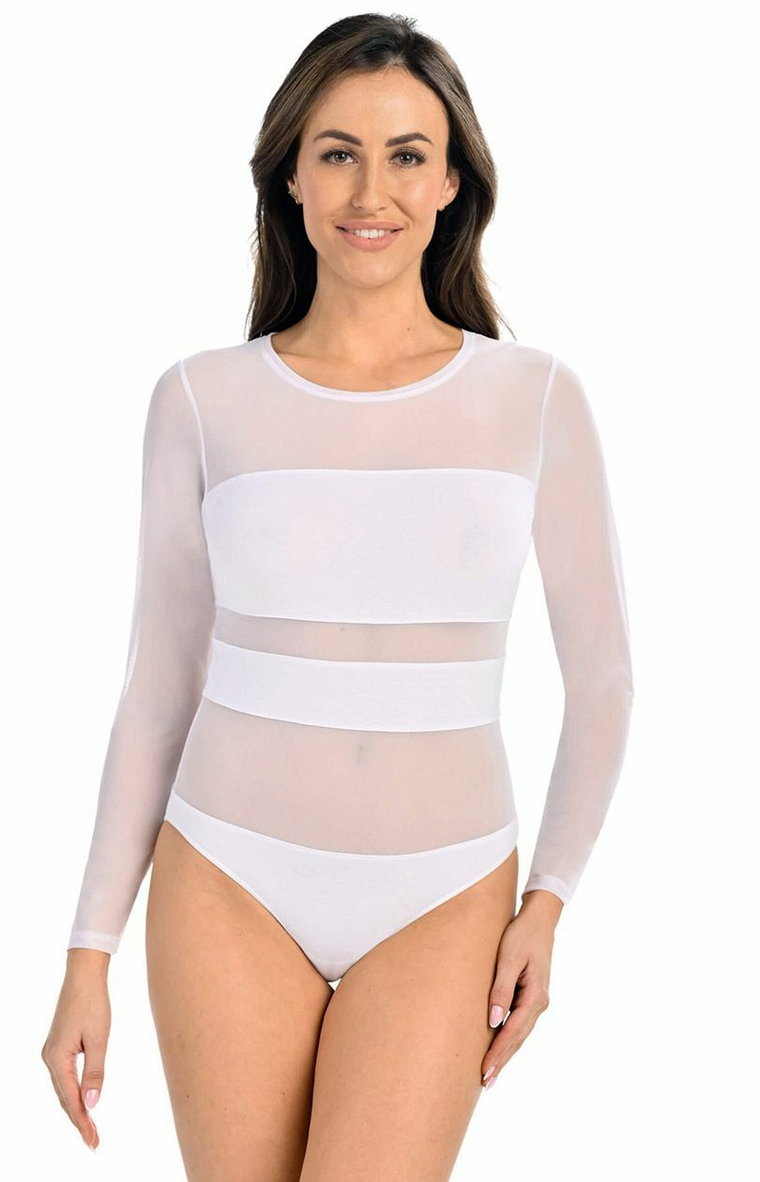 Białe body damskie Stripy, Kolor biały, Rozmiar L, Teyli