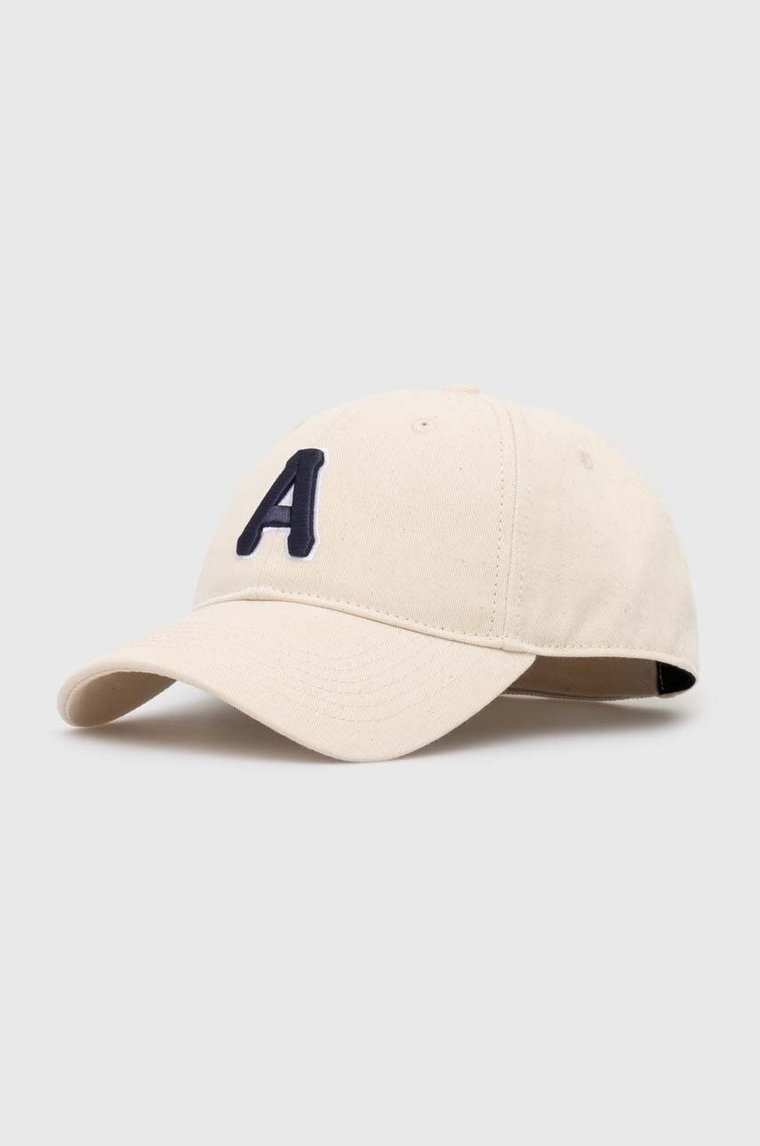 AAPE czapka z daszkiem bawełniana 3D "A" Font kolor beżowy z aplikacją ACP5227