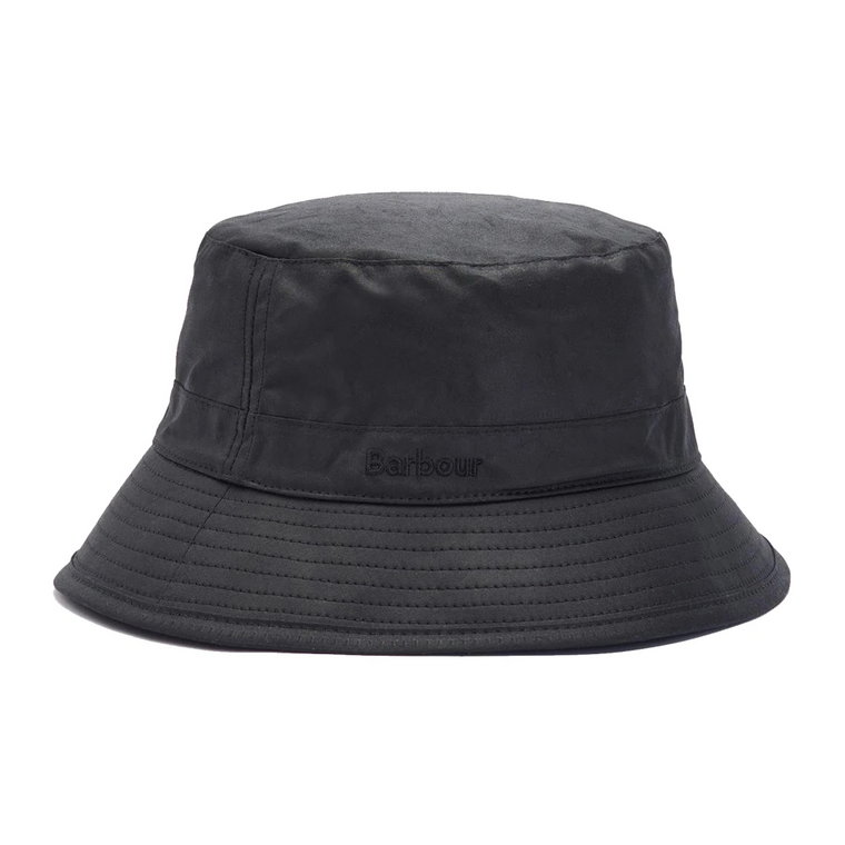 Czarny woskowy kapelusz sportowy rybak Barbour
