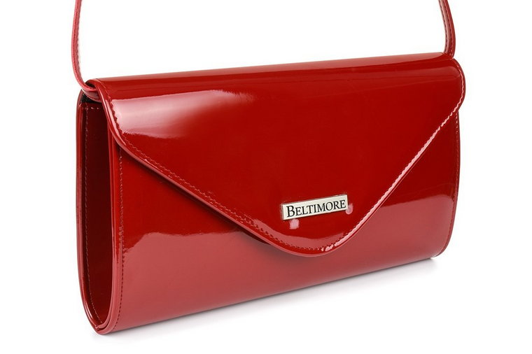 Czerwona lakierowana damska torebka wieczorowa kopertówka BELTIMORE M78
