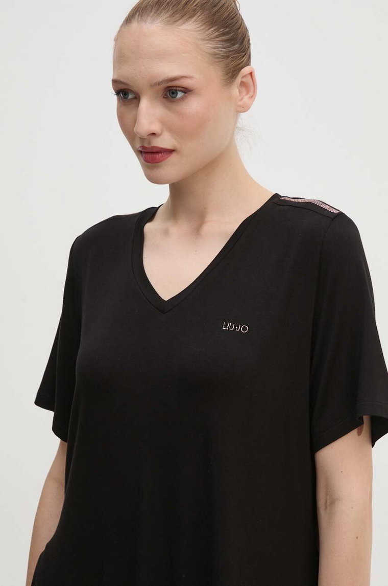 Liu Jo t-shirt damski kolor czarny TF4174 JS360