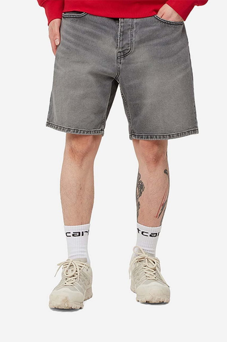 Carhartt WIP szorty jeansowe męskie kolor szary I029209.BLACK.LIGH-BLACK.LIGH