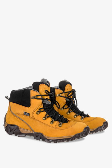 Żółte buty trekkingowe sznurowane waterproof POLSKA SKÓRA Windssor TR-2