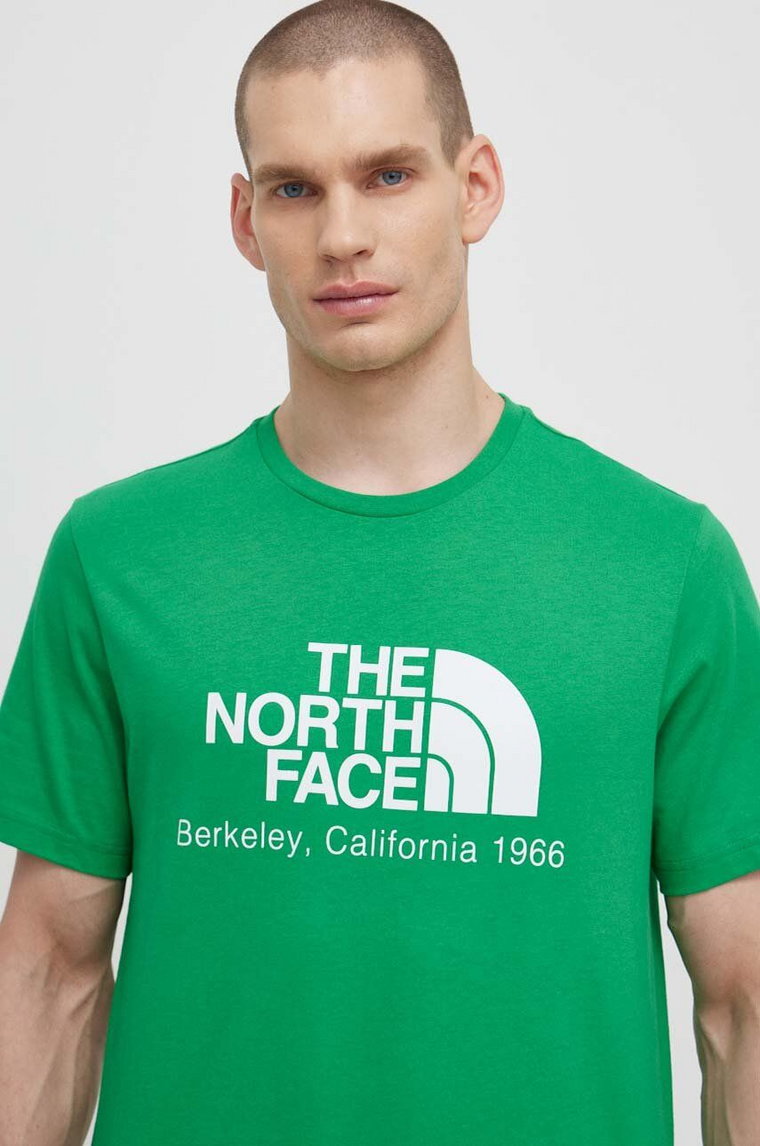 The North Face t-shirt bawełniany M Berkeley California S/S Tee męski kolor zielony z nadrukiem NF0A87U5PO81