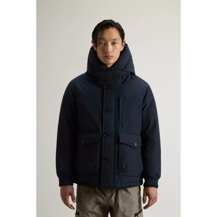 Niebieska Kurtka Bomber Melton Styl Woolrich