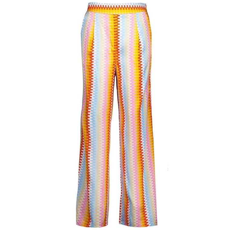 Pomarańczowe Spodnie z Wzorem o Szerokich Nogawkach dla Kobiet Herzen's Angelegenheit