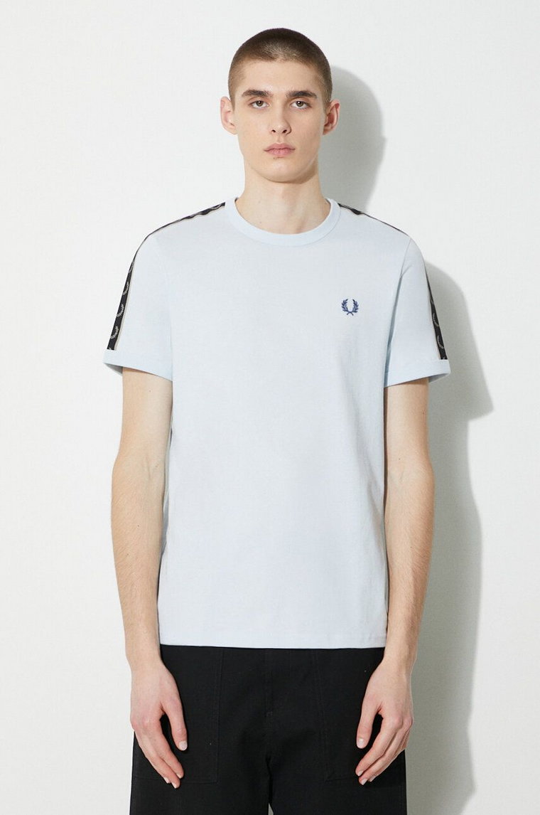 Fred Perry t-shirt Contrast Tape Ringer T-Shirt męski kolor niebieski z aplikacją M4613.V27