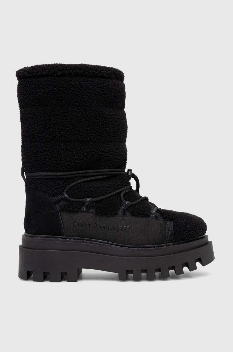 Calvin Klein Jeans śniegowce FLATFORM SNOW BOOT SHERPA WN kolor czarny YW0YW01195