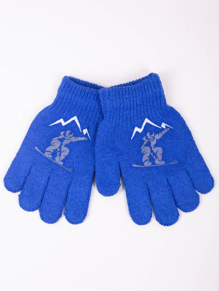 Rękawiczki chłopięce pięciopalczaste niebieskie snowboard 14