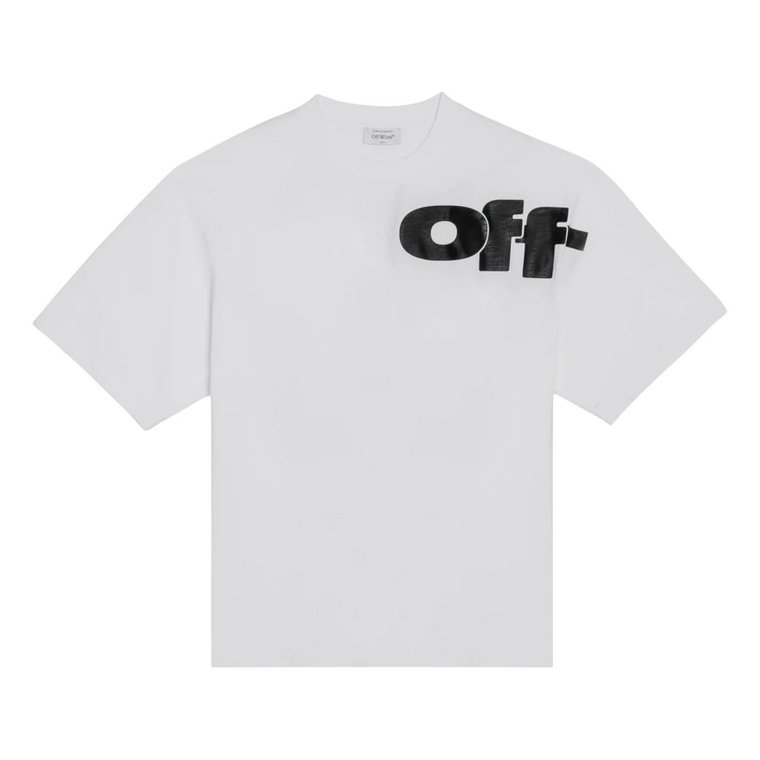 Krótki Rękaw T-shirt z Okrągłym Dekoltem Off White