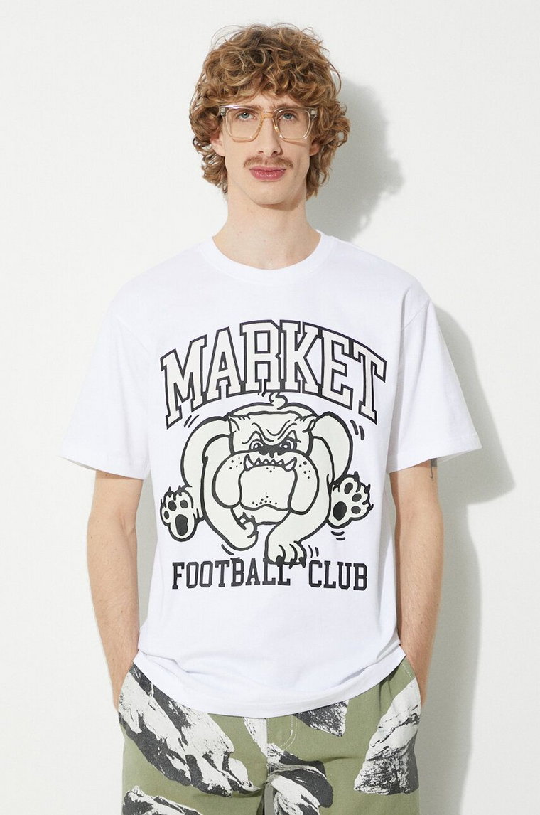 Market t-shirt bawełniany Offensive Line Uv T-Shirt męski kolor biały z nadrukiem 399001776