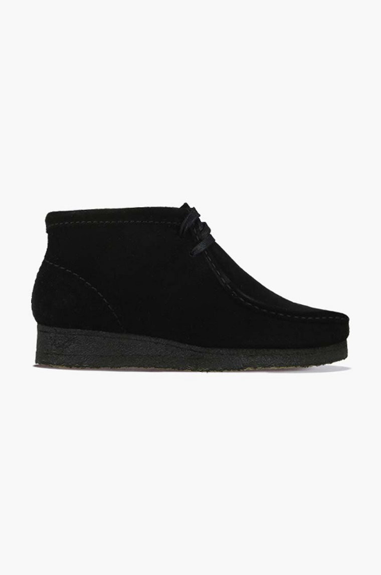 Clarks Originals mokasyny zamszowe Wallabee Boot kolor czarny na płaskim obcasie 26155521