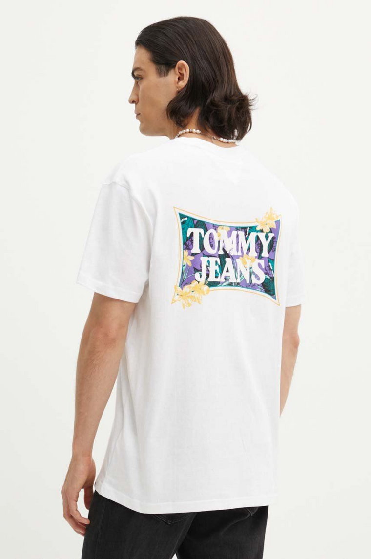 Tommy Jeans t-shirt bawełniany męski kolor biały z nadrukiem DM0DM18562