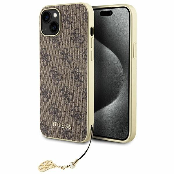 Guess GUHCP15SGF4GBR iPhone 15 6.1" brązowy/brown hardcase 4G Charms Collection