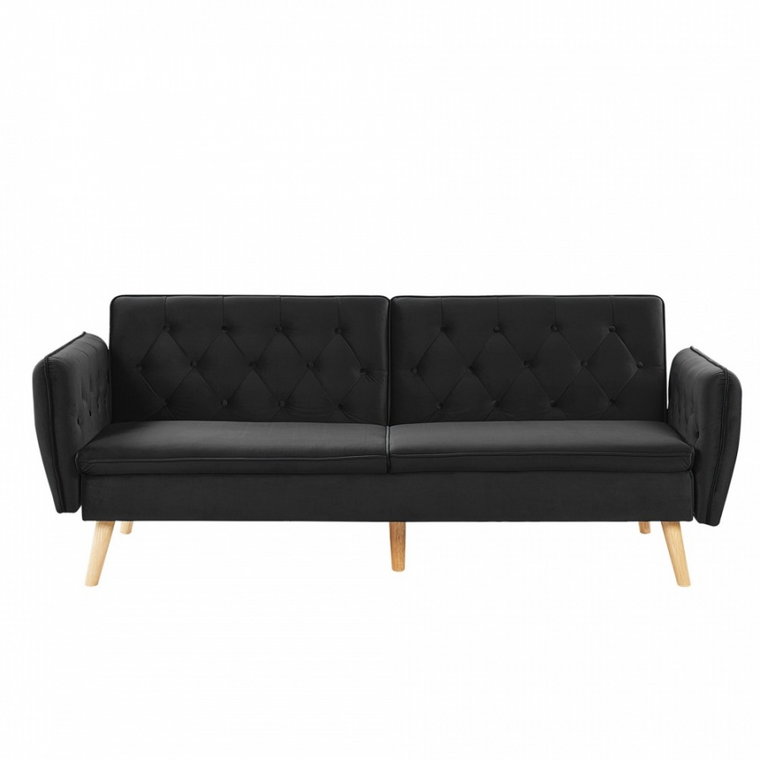 Sofa rozkładana welurowa czarna BARDU kod: 4251682250016