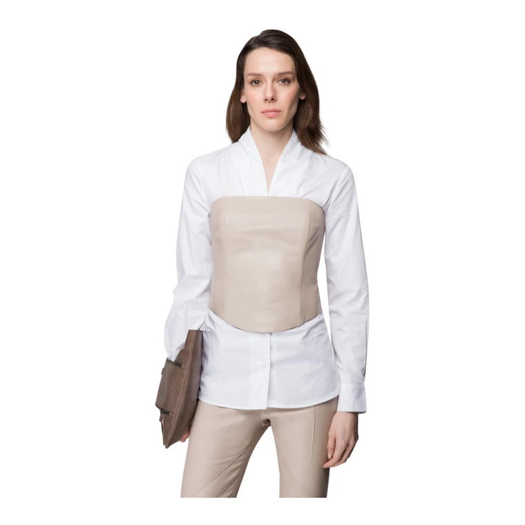 Iana - Stone Beige Leather Top Vespucci by VSP