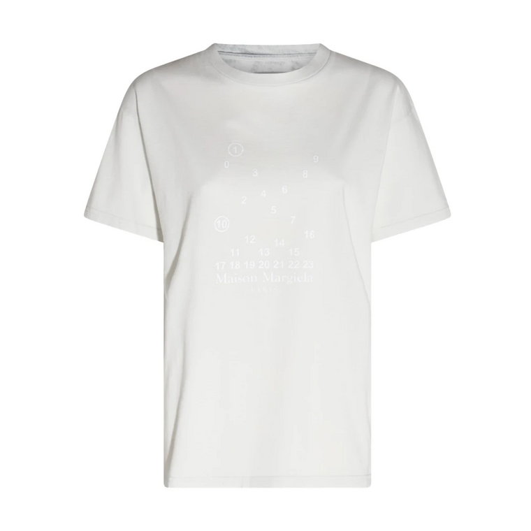 Beige Logo-Print Crew-Neck T-Shirt Maison Margiela