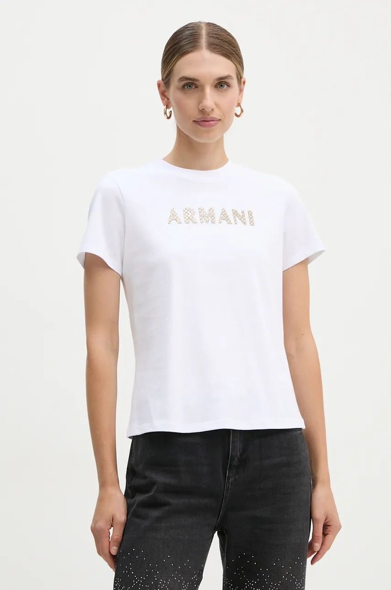 Armani Exchange t-shirt bawełniany damski kolor biały 6DYT36 YJ7VZ