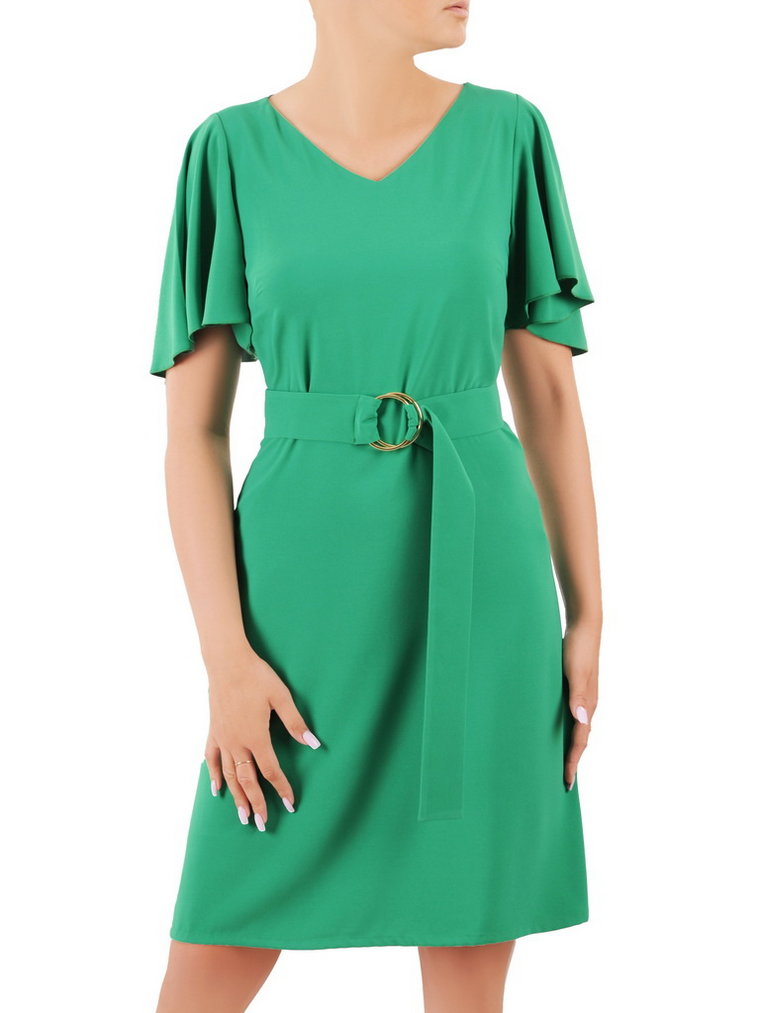 Zielona sukienka z rozszerzanymi rękawami 36300