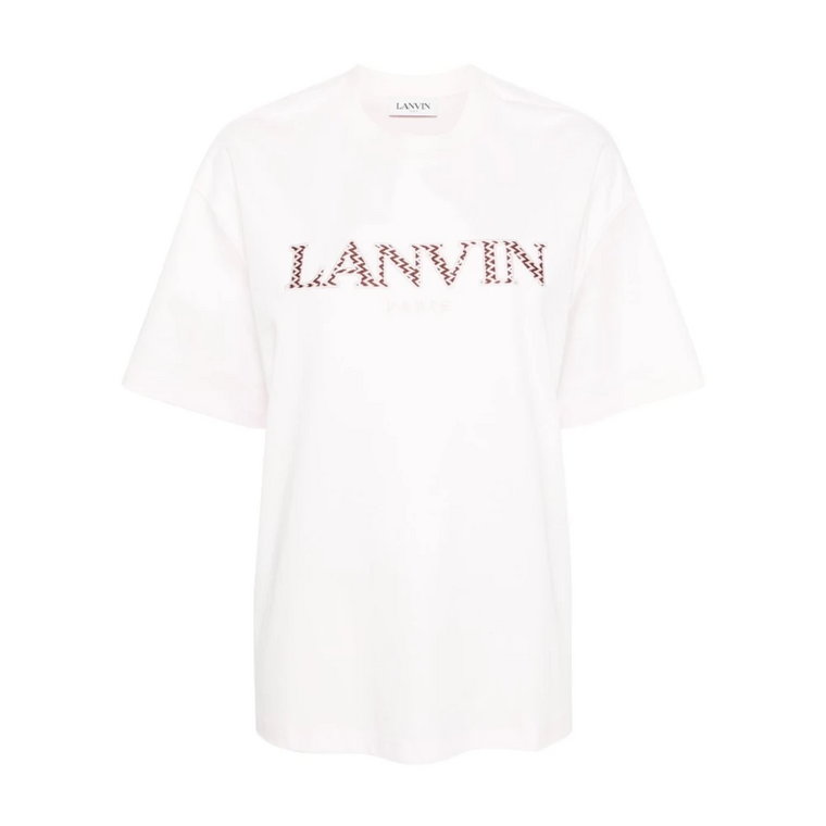Różowe T-shirty i Pola z Logo Patches Lanvin