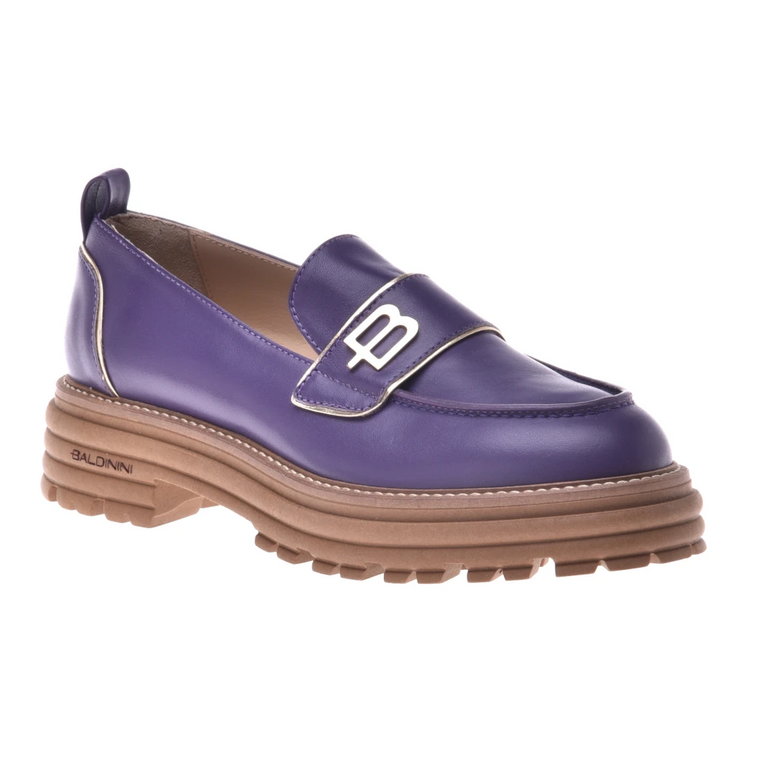 Calfskin loafers in lilac and platinum Baldinini