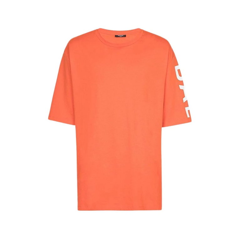 Ciemnopomarańczowy Oversize Bawełniany T-Shirt Balmain