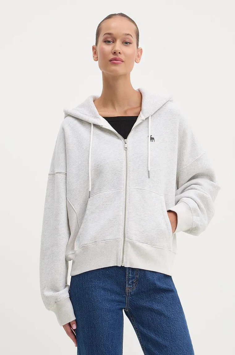 Abercrombie & Fitch bluza damska kolor szary z kapturem melanżowa KI152-4161