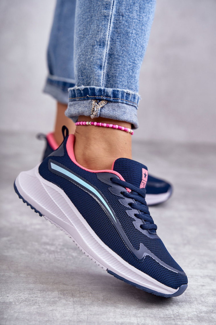 Buty Sportowe Sneakersy Damskie Granatowe Ida