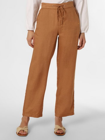 Fynch-Hatton - Damskie spodnie lniane, brązowy