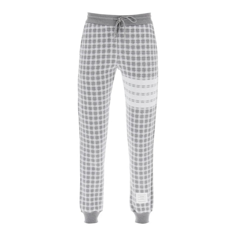 Spodnie Joggers w Kratę z Wzorem 4 Bar Thom Browne