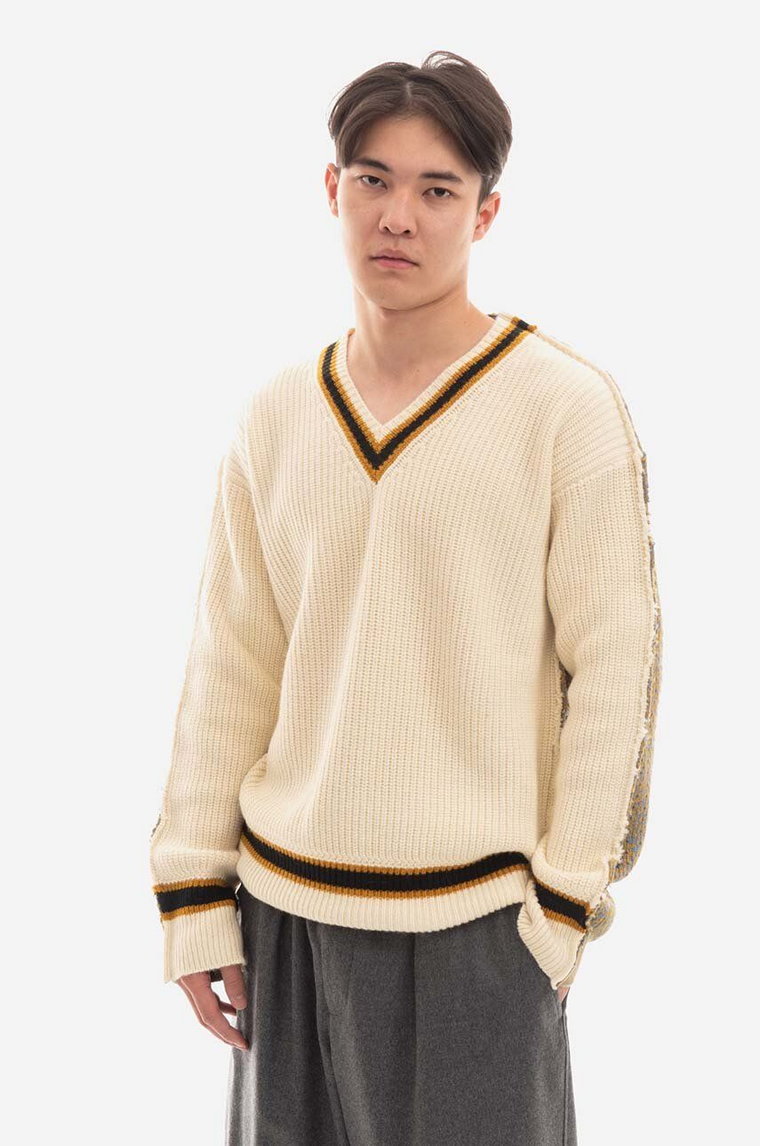 Marni sweter wełniany męski kolor beżowy CVMG0081Q0.UFP115-MXW08