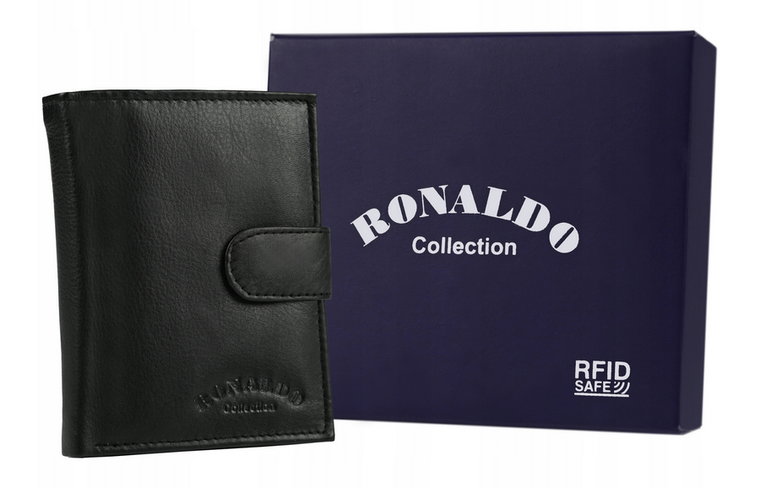 Klasyczny portfel skórzany zapinany na zatrzask - Ronaldo
