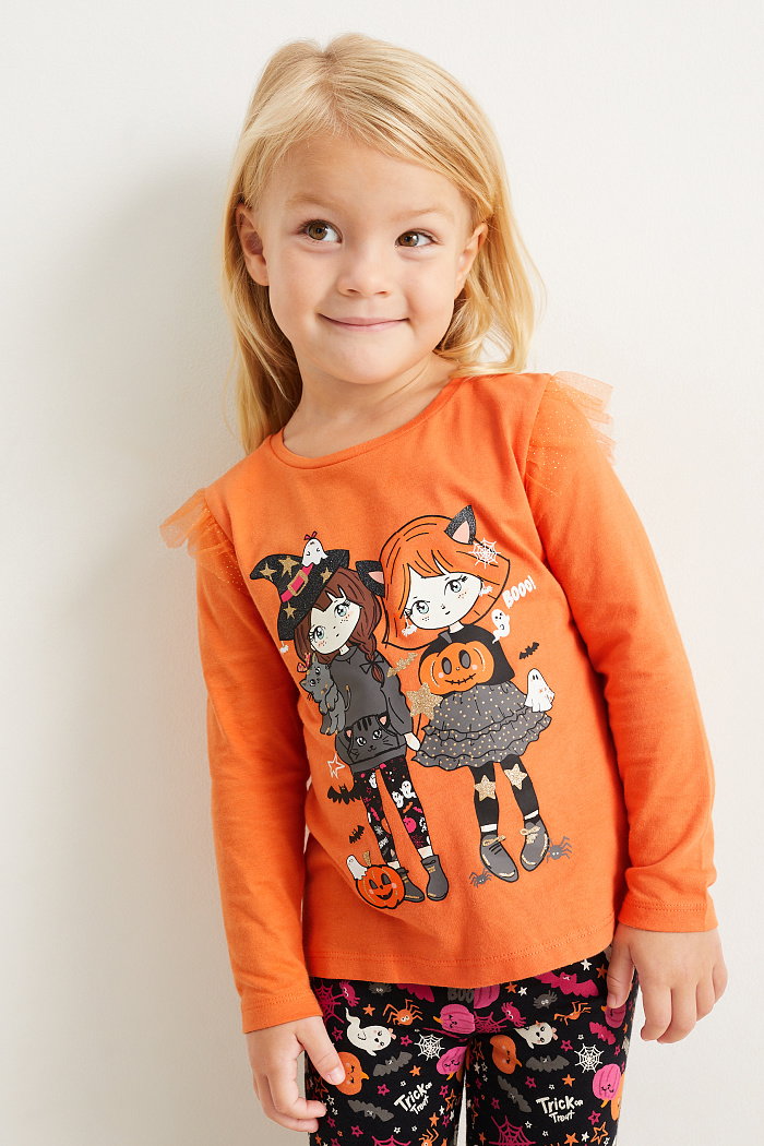 C&A Koszulka z długim rękawem z motywami na Halloween, Pomarańczowy, Rozmiar: 122