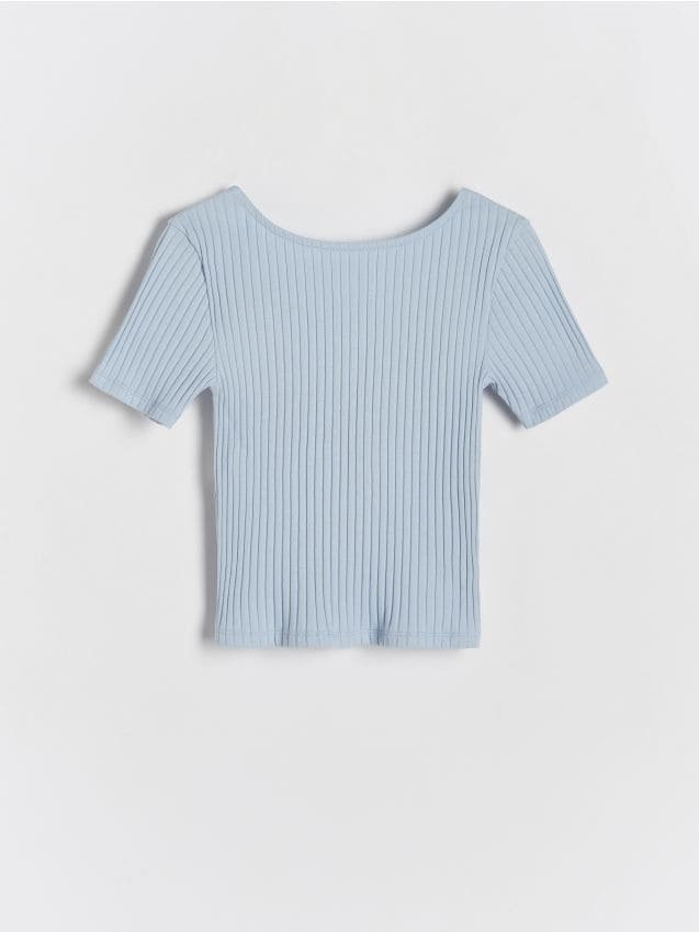Reserved - Prążkowany t-shirt - jasnoniebieski
