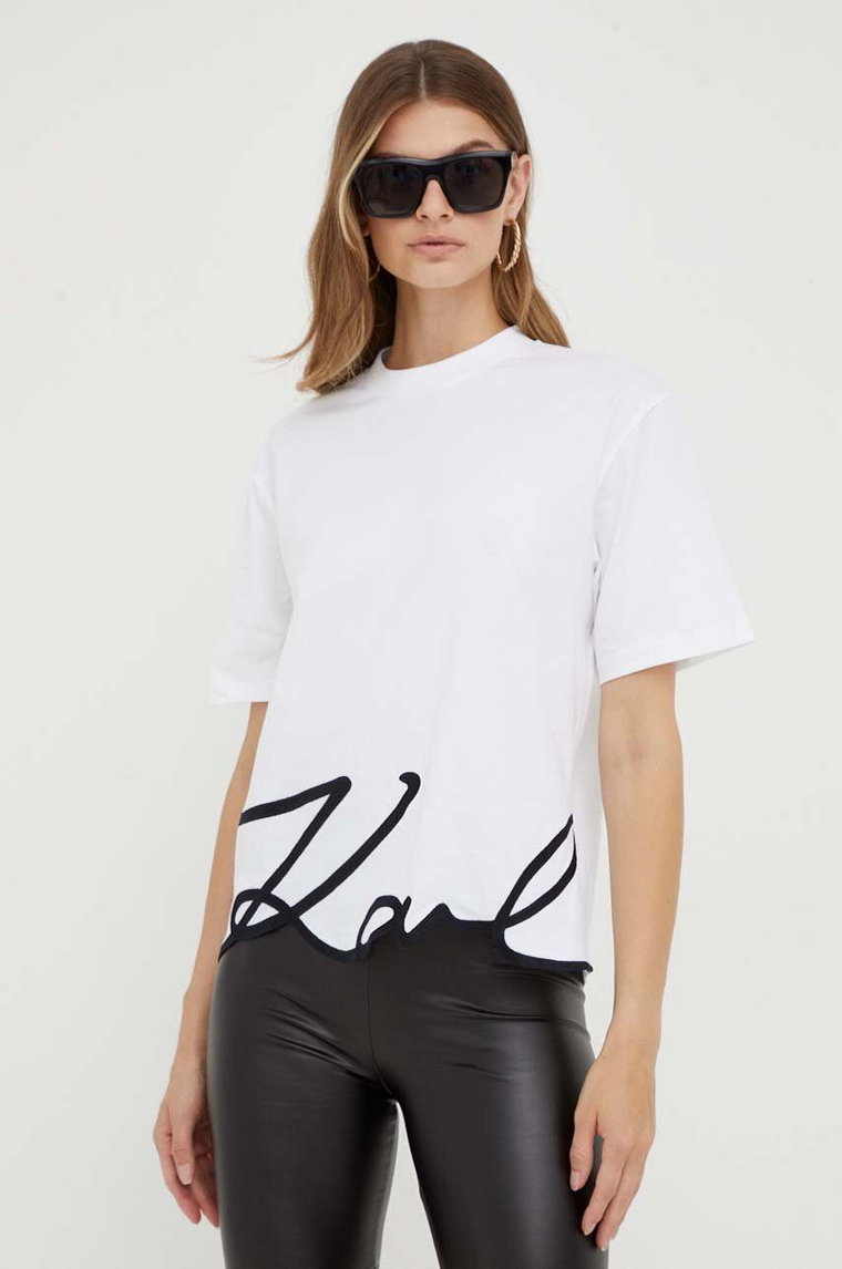 Karl Lagerfeld t-shirt bawełniany kolor biały