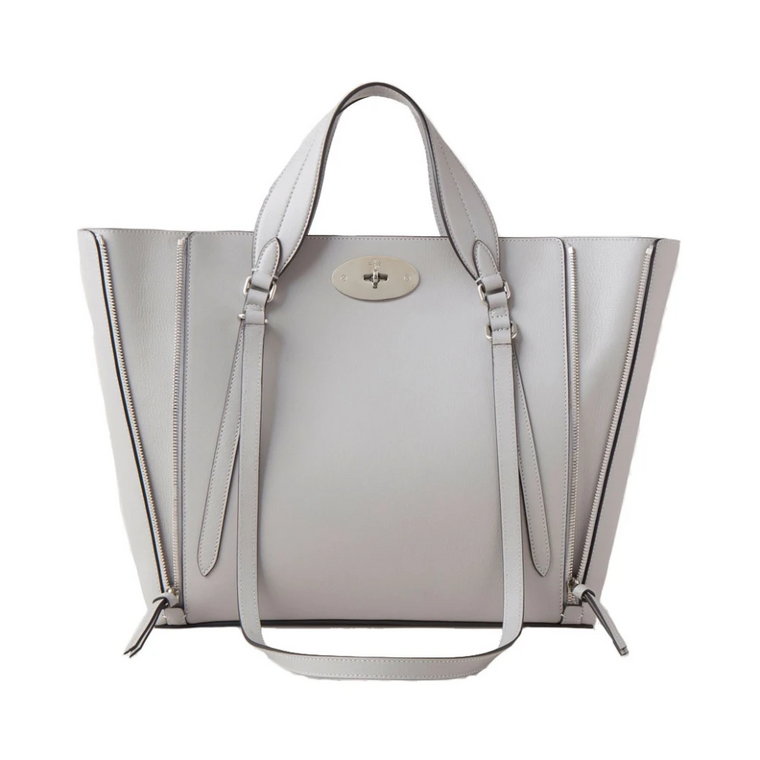 Small Bayswater Zip Tote, Pale Grey Mulberry