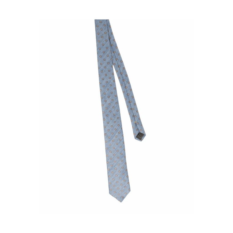 Krawat lniany z mikro wzorami Canali