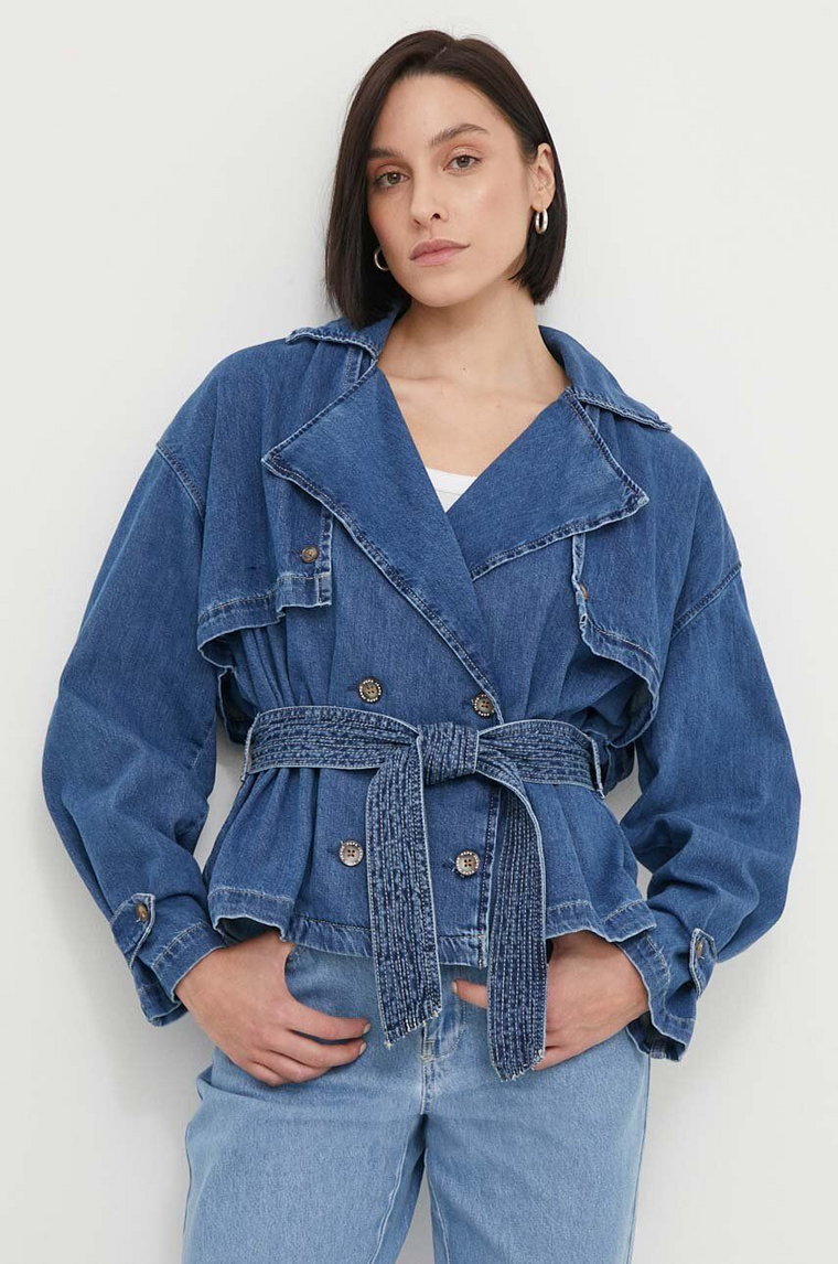 Pepe Jeans kurtka jeansowa damska kolor granatowy przejściowa