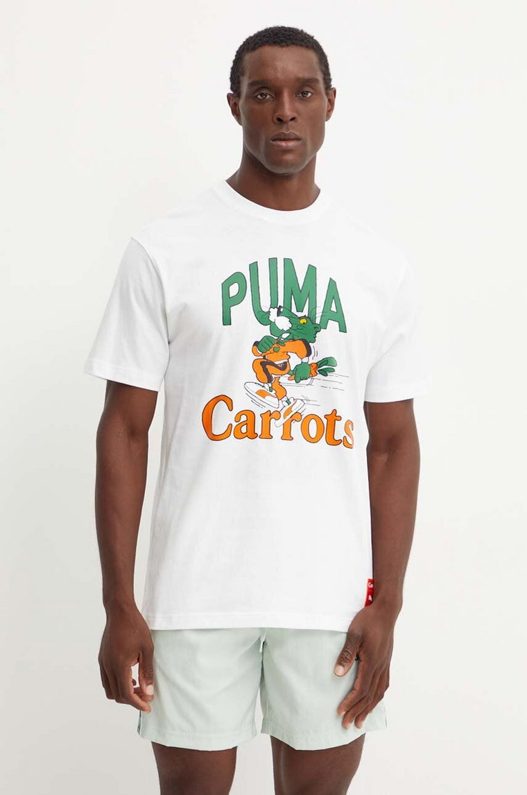 Puma t-shirt bawełniany PUMA X CARROTS Graphic Tee męski kolor biały z nadrukiem 627443