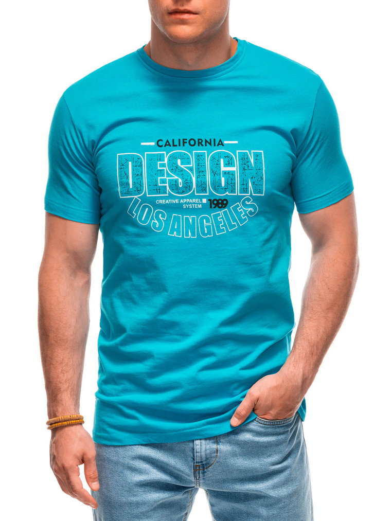 T-shirt męski z nadrukiem S1961 - błękitny