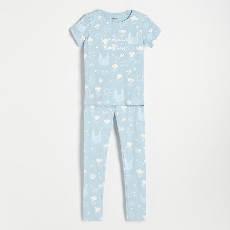 Reserved - Dwuczęściowa piżama we wzory - Niebieski
