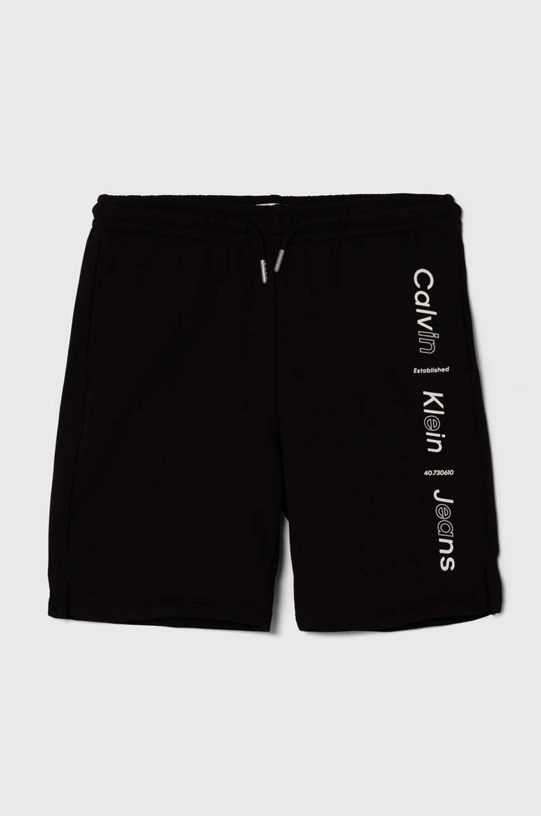 Calvin Klein Jeans szorty bawełniane dziecięce kolor czarny regulowana talia