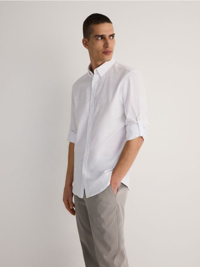 Reserved - Bawełniana koszula regular fit - biały